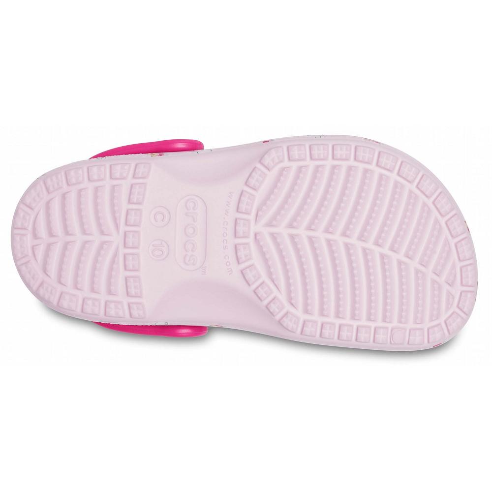 Pink Girls' Crocs Classic Toddler Printed Clogs | NZ 1543OKIR